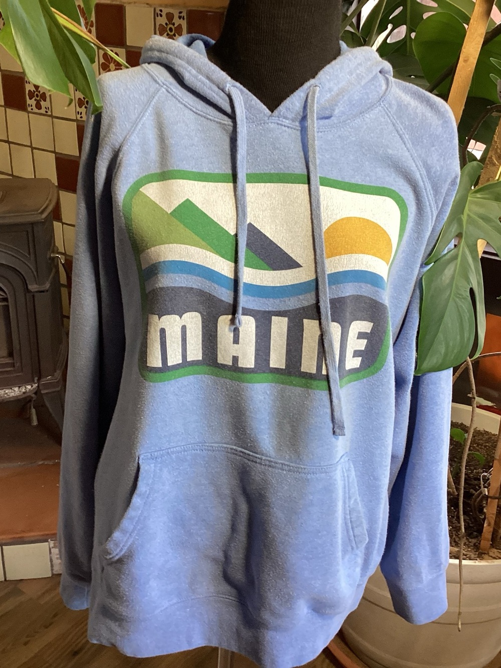 Maine Graphic Hoodie Sweatshirt - Light Blue
